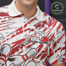 Load image into Gallery viewer, Red Camo Custom Funny Bowling Polo Shirts For Men, Bowling Team Tournament Shirt IPHW9397