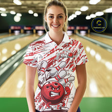 Load image into Gallery viewer, Red Camo Custom Funny Bowling Polo Shirts For Women, Bowling Team Tournament Shirt IPHW9397
