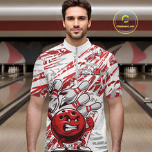 Load image into Gallery viewer, Red Camo Custom Funny Bowling Quarter-Zip Shirts For Men, Bowling Team Tournament Shirt IPHW9397
