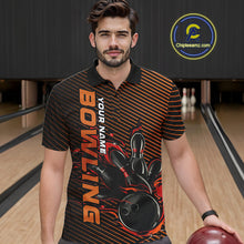 Load image into Gallery viewer, Custom Red Orange Flame Bowling Polo Shirts For Men, Bowling Tournament Team Shirt IPHW9403