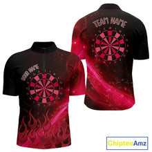 Load image into Gallery viewer, Dartboard 3D Lightning Darts Shirt For Men Custom Name &amp; Team Jersey | Opt3 - Red NYN0647