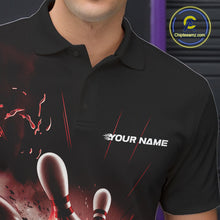 Load image into Gallery viewer, Custom Galaxy Red Flame Bowling Polo Shirt For Men, Bowling League Team Uniform IPHW9569