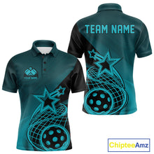 Load image into Gallery viewer, Custom Blue Pickleball Star Polo Shirts For Men, Outdoor Pickleball Team Uniform IPHW9410