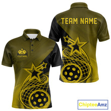 Load image into Gallery viewer, Custom Yellow Pickleball Star Polo Shirts For Men, Outdoor Pickleball Team Uniform IPHW9411