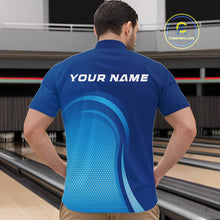 Load image into Gallery viewer, Custom Blue Bowling Team Quarter-Zip Shirts For Men, Bowling Tournament Bowling League Shirt IPHW9236