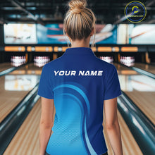 Load image into Gallery viewer, Custom Blue Bowling Team Women Quarter-Zip Shirt, Bowling Tournament Bowling League Shirt IPHW9236