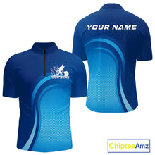 Load image into Gallery viewer, Custom Blue Bowling Team Quarter-Zip Shirts For Men, Bowling Tournament Bowling League Shirt IPHW9236