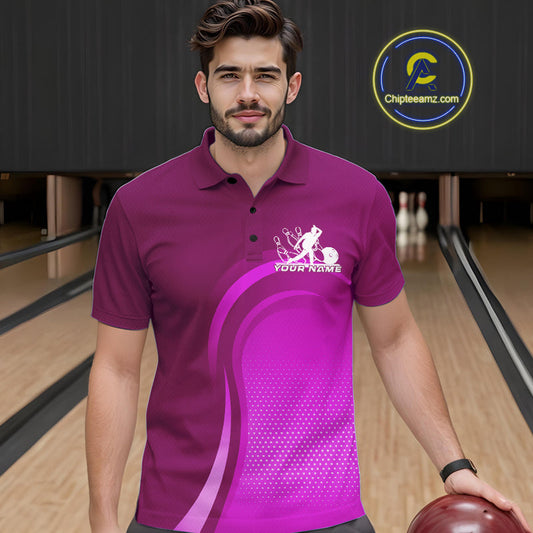 Custom Purple Bowling Team Polo Shirts For Men, Bowling Tournament Bowling League Shirt IPHW9237