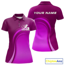 Load image into Gallery viewer, Custom Purple Bowling Team Polo Shirts For Women, Bowling Tournament Bowling League Shirt IPHW9237