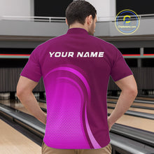Load image into Gallery viewer, Custom Purple Bowling Team Quarter-Zip Shirts For Men, Bowling Tournament Bowling League Shirt IPHW9237