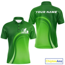 Load image into Gallery viewer, Custom Green Bowling Team Polo Shirts For Men, Bowling Tournament Bowling League Shirt IPHW9238