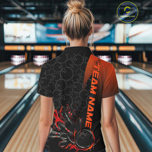 Load image into Gallery viewer, Custom Bowling Pattern Red Flame Strike Bowling Team Women Polo Shirts, Bowling Jerseys IPHW9415