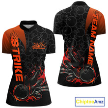 Load image into Gallery viewer, Custom Bowling Pattern Red Flame Strike Bowling Team Women Quarter-Zip Shirts IPHW9415