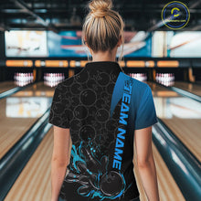 Load image into Gallery viewer, Custom Bowling Pattern Blue Flame Strike Bowling Team Women Quarter-Zip Shirts IPHW9416