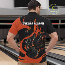Load image into Gallery viewer, Custom Black And Orange Flame Bowling Quarter-Zip Shirts For Men, Bowling Tournament Team Uniform IPHW9246