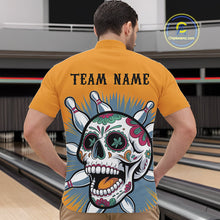 Load image into Gallery viewer, Custom Sugar Skull Bowling Quarter-Zip Shirts For Men, Halloween Bowling Team Outfit IPHW9253