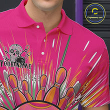 Load image into Gallery viewer, Custom Pink Sugar Skull Bowling Team Polo Shirts For Men, Halloween Bowlers Outfit IPHW9254