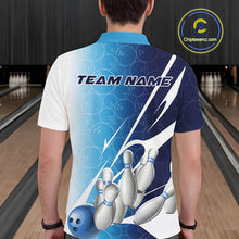 Load image into Gallery viewer, Custom Blue Bowling Pattern Bowling Team Polo Shirts For Men, Blue Bowling Jerseys IPHW9426