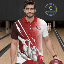 Load image into Gallery viewer, Custom Red Bowling Pattern Bowling Team Polo Shirts For Men, Red Bowling Jerseys IPHW9427