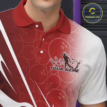 Load image into Gallery viewer, Custom Red Bowling Pattern Bowling Team Polo Shirts For Men, Red Bowling Jerseys IPHW9427