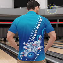 Load image into Gallery viewer, Custom Blue Bowling Pattern Bowling Team Quarter-Zip Shirts For Men, Blue Bowling Jerseys IPHW9428