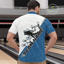 Load image into Gallery viewer, Cusom Blue Strike Bowling Team Quarter-Zip Shirts For Men, Bowling League Shirt Bowlers Outfit IPHW9260