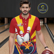 Load image into Gallery viewer, Custom Arizona Flag Bowling Polo Shirts For Men, Bowling Tournament Shirt IPHW9264
