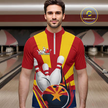 Load image into Gallery viewer, Custom Arizona Flag Bowling Quarter-Zip Shirts For Men, Bowling Tournament Shirt IPHW9264