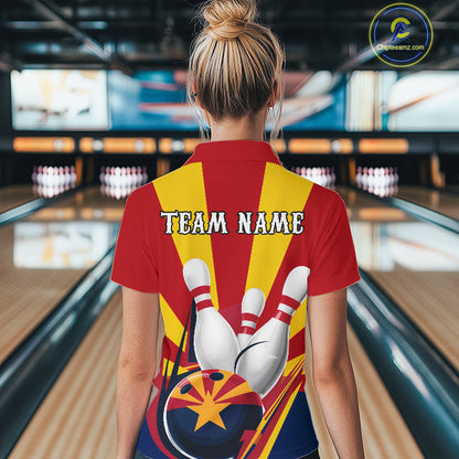 Custom Arizona Flag Bowling Quarter-Zip Shirts For Women, Bowling Tournament Shirt IPHW9264