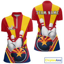 Load image into Gallery viewer, Custom Arizona Flag Bowling Quarter-Zip Shirts For Women, Bowling Tournament Shirt IPHW9264