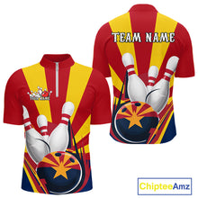 Load image into Gallery viewer, Custom Arizona Flag Bowling Quarter-Zip Shirts For Men, Bowling Tournament Shirt IPHW9264