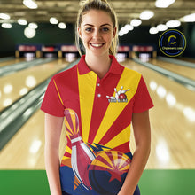 Load image into Gallery viewer, Custom Arizona Flag Bowling Team Polo Shirts For Women, Bowling Tournament Shirt IPHW9265