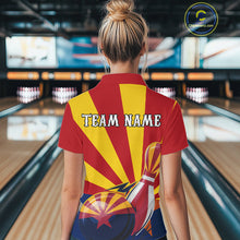 Load image into Gallery viewer, Custom Arizona Flag Bowling Team Polo Shirts For Women, Bowling Tournament Shirt IPHW9265