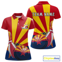 Load image into Gallery viewer, Custom Arizona Flag Bowling Team Polo Shirts For Women, Bowling Tournament Shirt IPHW9265