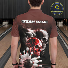 Load image into Gallery viewer, Custom Red Smoke Skull Bowling Polo Shirts For Men, Ghostly Halloween Bowling Outfit IPHW9520
