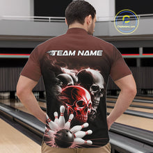 Load image into Gallery viewer, Custom Red Smoke Skull Bowling Quarter-Zip Shirts For Men, Ghostly Halloween Bowling Outfit IPHW9520