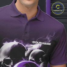 Load image into Gallery viewer, Custom Purple Smoke Skull Bowling Polo Shirts For Men, Ghostly Halloween Bowling Outfit IPHW9521