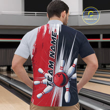 Load image into Gallery viewer, Custom Red, White And Blue Bowling Team Quarter-Zip Shirts For Men, Bowling Jerseys IPHW9546