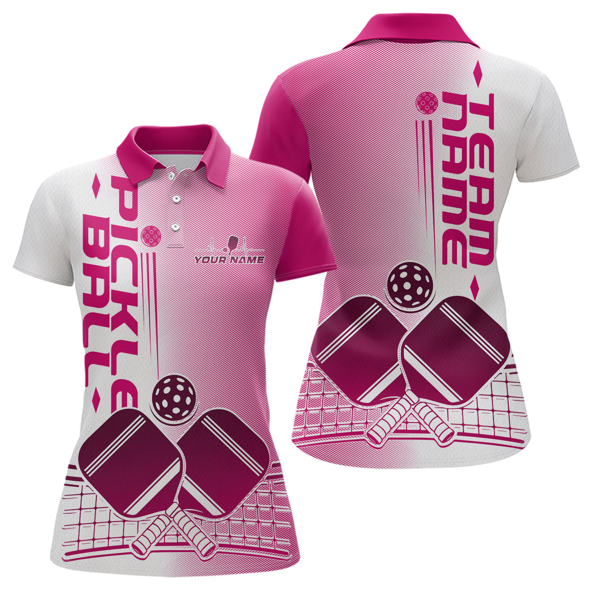 Custom Pink Pickleball Team Polo Shirts For Women, Pickleball League Shirt IPHW9316