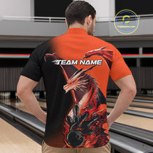 Load image into Gallery viewer, Custom Red Orange Dragon Flame Bowling Quarter-Zip Shirts For Men, Bowling Tournament Shirt IPHW9330