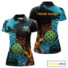 Load image into Gallery viewer, Custom Water And Fire Pickleball Polo Shirts For Women, Pickleball Team Shirt IPHW9335