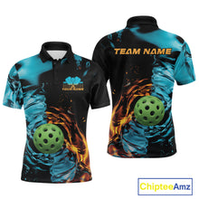 Load image into Gallery viewer, Custom Water And Fire Pickleball Polo Shirts For Men, Pickleball Team Shirt IPHW9335