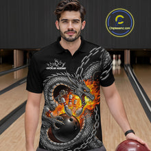Load image into Gallery viewer, Custom Metal Chain Flame Dragon Bowling Polo Shirts For Men, Bowlin Team Shirt IPHW9097