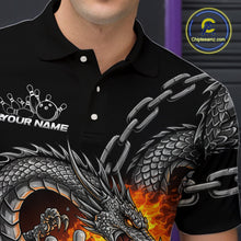 Load image into Gallery viewer, Custom Metal Chain Flame Dragon Bowling Polo Shirts For Men, Bowlin Team Shirt IPHW9097