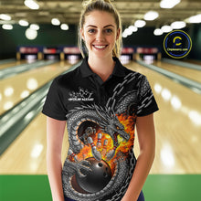 Load image into Gallery viewer, Custom Metal Chain Flame Dragon Bowling Polo Shirts For Women, Bowlin Team Shirt IPHW9097