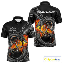 Load image into Gallery viewer, Custom Metal Chain Flame Dragon Bowling Polo Shirts For Men, Bowlin Team Shirt IPHW9097