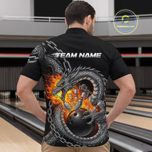 Load image into Gallery viewer, Custom Metal Chain Flame Dragon Bowling Quarter-Zip Shirts For Men, Bowlin Team Shirt IPHW9097