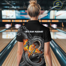 Load image into Gallery viewer, Custom Metal Chain Flame Dragon Bowling Quarter-Zip Shirts For Women, Bowlin Team Shirt IPHW9097