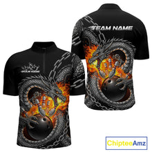 Load image into Gallery viewer, Custom Metal Chain Flame Dragon Bowling Quarter-Zip Shirts For Men, Bowlin Team Shirt IPHW9097
