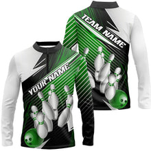 Load image into Gallery viewer, Black And Green Custom Bowling Team Shirts For Men, Bowling Tournament Bowling League Shirt IPHW7937